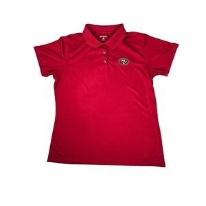 San Francisco 49ers Polo Shirt Womens Antigua Red Short Sleeve Embroidered Logo